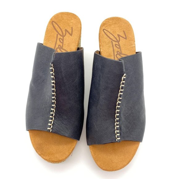 Zodiac Perla wedge sandals size 8.5 black leather - Picture 2 of 8